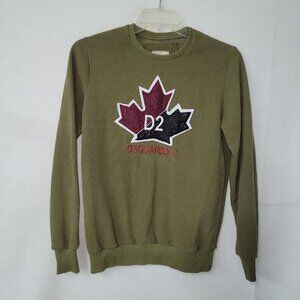 Vano DSquared 2 Sweater Mens L Olive Green Vintage Canada‎ Maple Leaf *Flaw